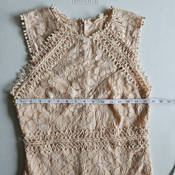 Main Strip Sleeveless Crochet Lace Knee Length Dress Cream Nude Womens - Picture 8 of 16